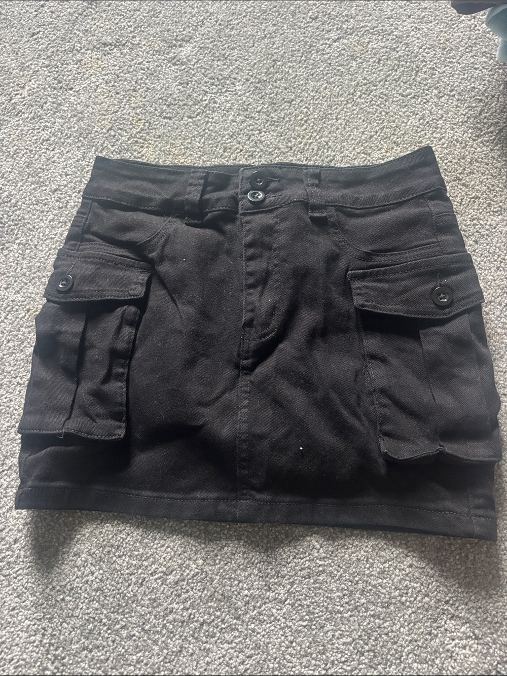 Black Utility Cargo Mini Skirt
